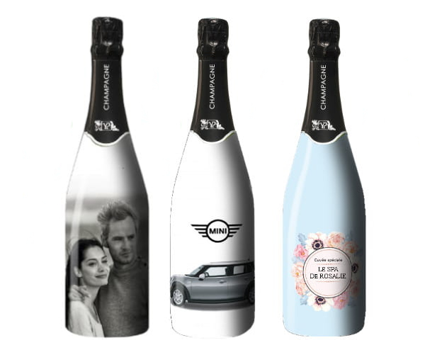 Bouteille de champagne personnalis&eacute;e pour un cadeau client d entreprise ou un &eacute;v&eacute;nement sportif