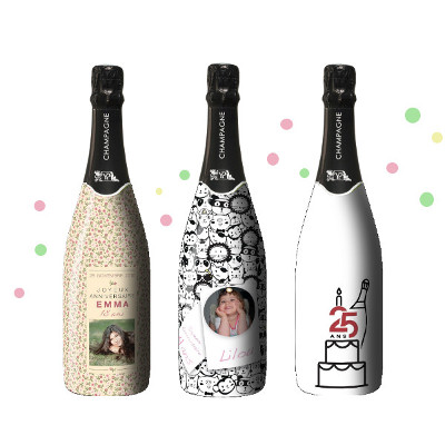 Champagne totalement personnalis&eacute; pour un anniversaire avec un sleeve