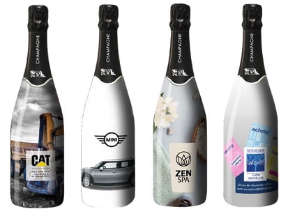 Champagne personnalis&eacute; pour un cadeau client pour soci&eacute;t&eacute; ou association