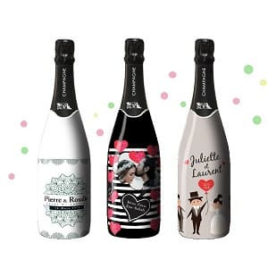 Champagne totalement personnalis&eacute; pour un mariage avec un sleeve