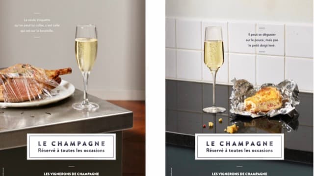 Campagne de publicit&eacute; par les vignerons de Champagne Le Champagne r&eacute;serv&eacute; &agrave; toutes les occasions