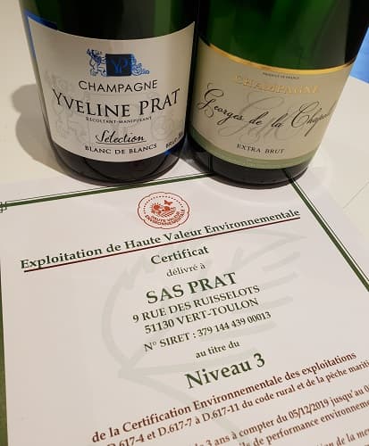 Champagne avec certification HVE haute valeur environnementale et respect de la nature