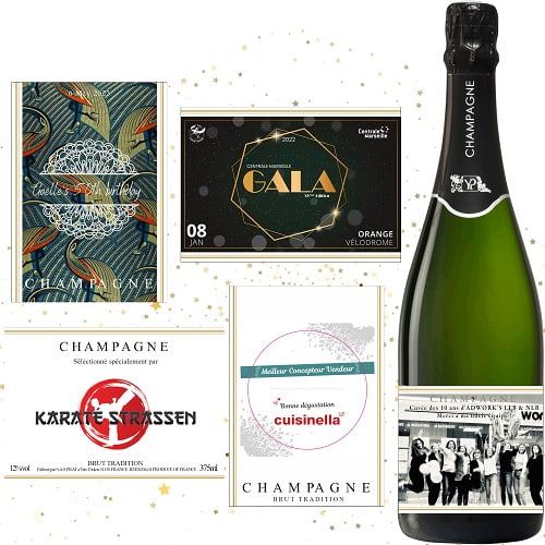 Champagne personnalis&eacute; pour anniversaire entreprise ou cadeau client