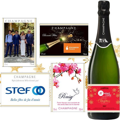 Champagne personnalis&eacute; pour Noel
