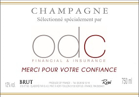 Etiquette personnalis&eacute;e champagne avec logo pour cadeau original de noel pour client ou entreprise