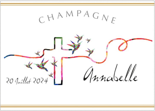 Etiquette personnalis&eacute;e champagne avec photo pour une communion