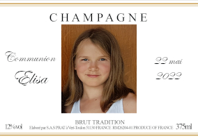Champagne personnalis&eacute; pour une communion