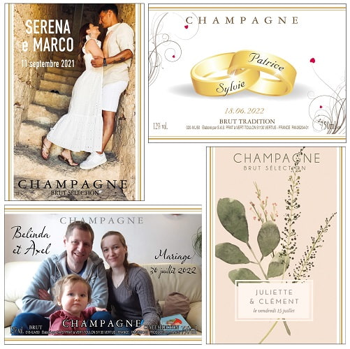 &eacute;tiquette de champagne personnalis&eacute;e pour mariage