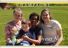 Etiquette personnalis&eacute;e pour bouteille de champagne avec photo pour noel et le nouvel an