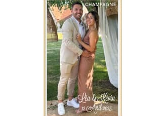 Champagne personnalis&eacute; pour mariage avec photo ou logo