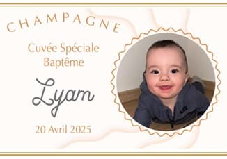 Etiquette personnalis&eacute;e champagne pour bapteme