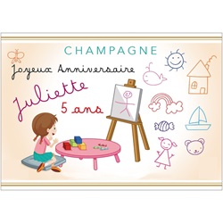 Etiquette champagne pour anniversaire petite fille