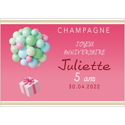 Etiquette personnalis�e pour anniversaire femme up ballons et cadeau