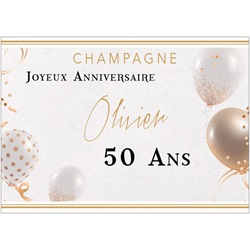 Etiquette pour anniversaire ballons blanc et dor�