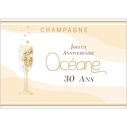 Flute de Champagne pour �tiquette anniversaire