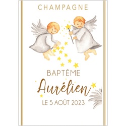 Champagne personnalis� pour un bapteme avec anges