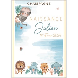 bouteille de champagne personnalis�e avec th�me jungle 