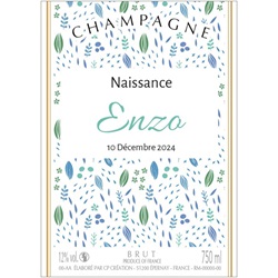 champagne avec �tiquette personnalis�e pour un bapteme