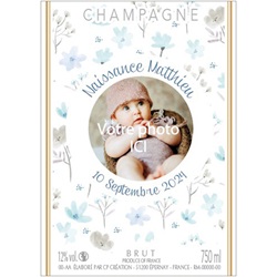 �tiquette de champagne avec photo du b�b�