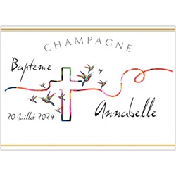 �tiquette de champagne pour communion avec croix