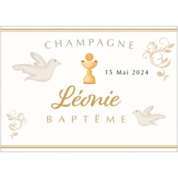 �tiquette pour communion avec colombes et calice