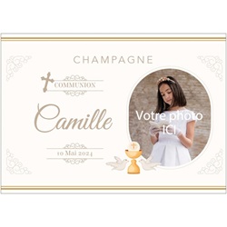 �tiquette de champagne personnalis�e pour communion avec photo 