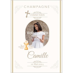 champagne pour communion avec �tiquette avec photo