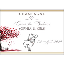 &eacute;tiquette de champagne personnalis&eacute;e pour mariage champetre