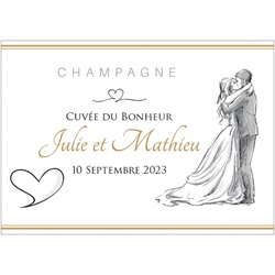 Etiquette pour mariage coeur et couple de mari�s