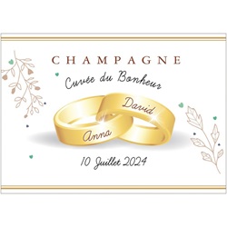 &eacute;tiquette de champagne personnalis&eacute;e pour mariage champetre