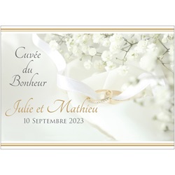 champagne personnalis� avec �tiquette bouquet de la mari�e