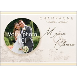 &eacute;tiquette de champagne personnalis&eacute;e pour mariage champetre