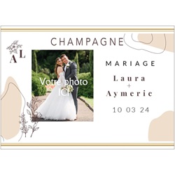 �tiquette personnalis�e pour mariage design naturel avec photo