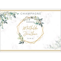 &eacute;tiquette de champagne personnalis&eacute;e pour mariage champetre
