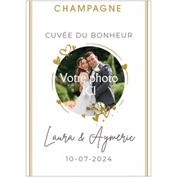 &eacute;tiquette de champagne personnalis&eacute;e pour mariage champetre