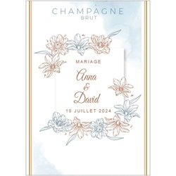 &eacute;tiquette de champagne personnalis&eacute;e pour mariage champetre