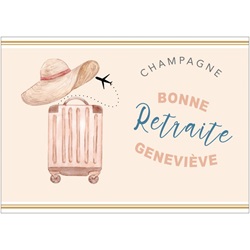 champagne avec �tiquette personnalis�e pour un d�part en retraite