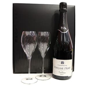 Coffret de champagne 1 bouteille et 2 flutes en direct du vigneron
