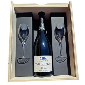 Coffret de Champagne en bois pour un magnum et 2 flutes