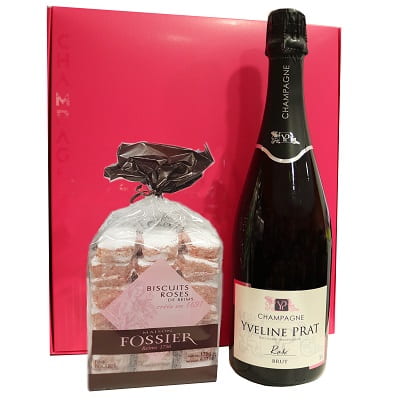 Coffret de champagne et biscuits roses d&eacute;licieux petits gateaux de Reims