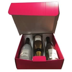 Interieur coffret cadeau rose pour 3 bouteilles de Champagne