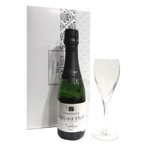 Coffret demi bouteille de champagne et flute pour offrir un cadeau