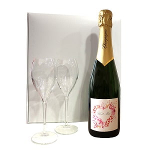 Coffret champagne et flutes pour offrir pour un mariage ou pour la saint valentin