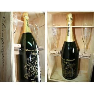 Coffret champagne grav&eacute; et 2 flutes
